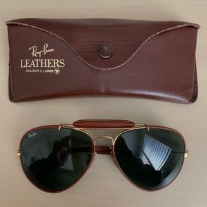 VINTAGE Authentic B&L Rayban Leather Sunglasses 60 mm
